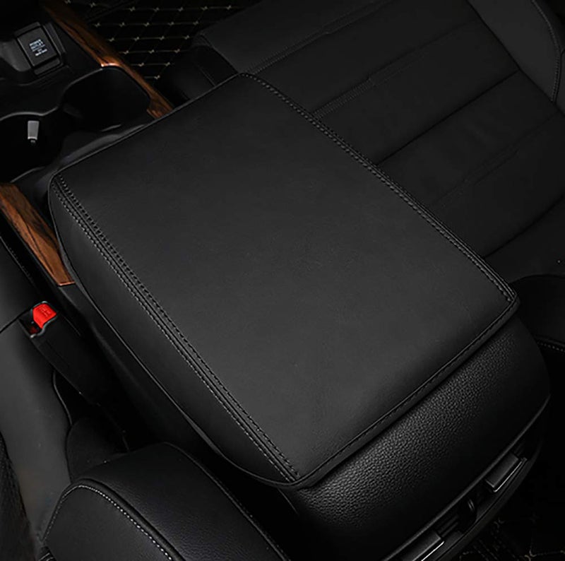 Central Console Armrest Box Fit for Honda CRV 2017 2018 2019 2020 2021 2022 Cover Car Armrest Cover Auto Center Console Pad(Black with Black Stitches)